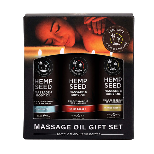 Hemp Seed Massage Oil Trio Gift Set - Summer 2023 Scented Massage Oils - Set of 3