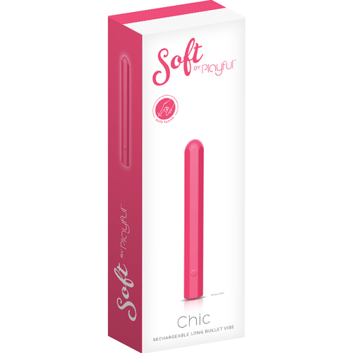 Soft By Playful Chic Rechargeable Long Bullet Vibe Coral