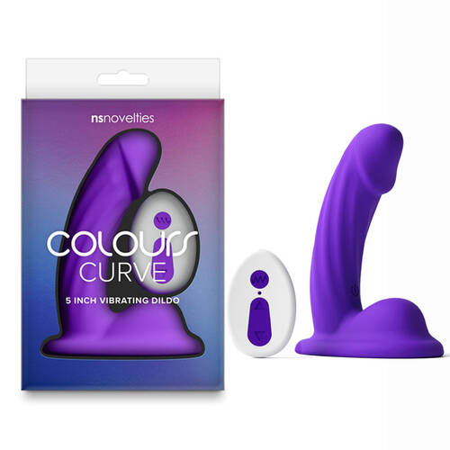 Colours Curve - Vibrating 5'' Dildo - Purple Purple 12.6 cm USB Rechargeable Vibrating Dildo with Wireless Remote