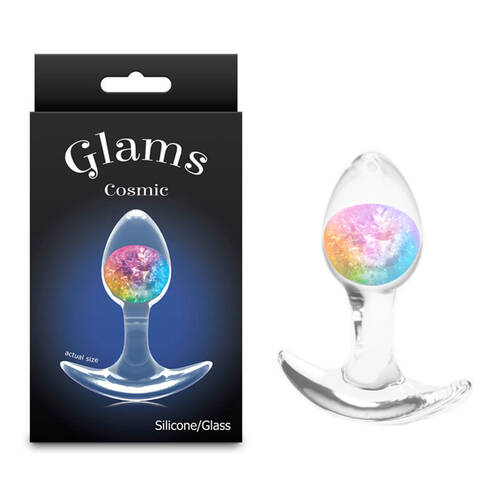 Glams Cosmic - Small - Rainbow Clear/Rainbow 8.1 cm Small Butt Plug