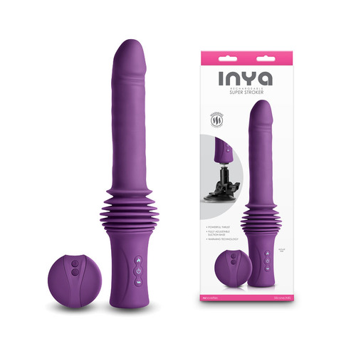 INYA Super Stroker - Purple Purple 36.8 cm USB Rechargeable Thrusting Vibrator with Remote Control & Stand