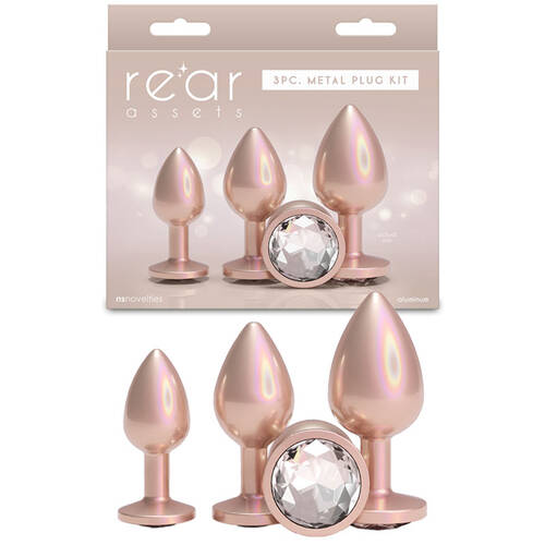 Rear Assets Trainer Kit - Iridescent Champagne Iridescent Champagne Metallic Butt Plugs - Set of 3 Sizes