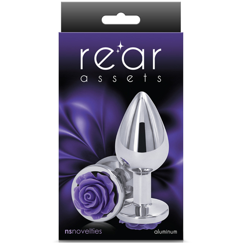 Medium Purple Rose Metal Butt Plug