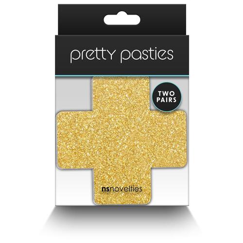 Pretty Pasties Glitter Cross Black/Gold 2 Pair