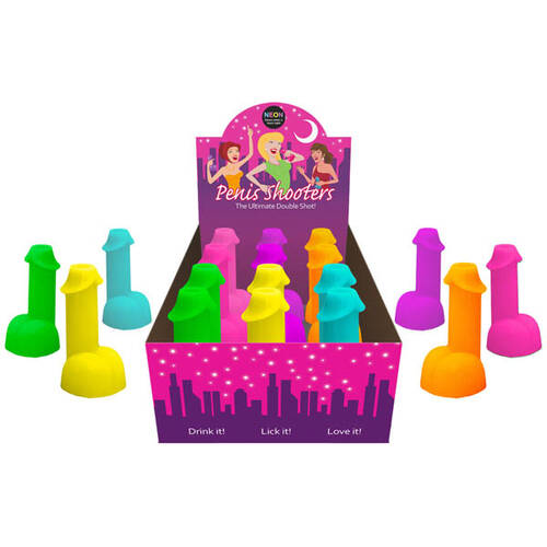 Neon Penis Shooters Neon Coloured Dicky Shot Glasses - Counter Display of 12