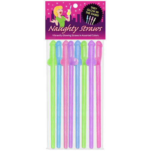 Glowing Naughty Penis Straws x8