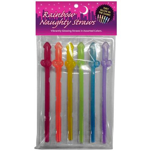 Glowing Naughty Penis Straws x6
