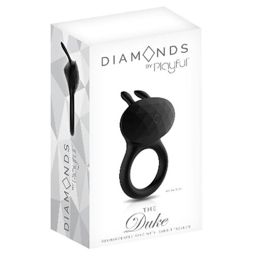 Playful Diamonds The Duke - Rechargeable Ring with Rabbit Tickler Black