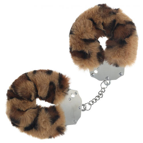 OUCH! Heavy-Duty Fluffy Cuffs - Leopard Leopard Fluffy Restraints