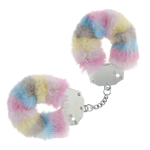 OUCH! Heavy-Duty Fluffy Cuffs - Multicolour 2 Multicoloured Fluffy Restraints