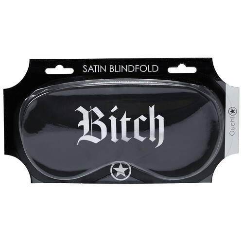 OUCH! Satin Mask - Bitch Black Printed Eye Mask