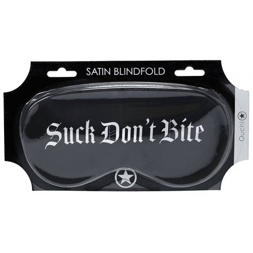 OUCH! Satin Mask - Suck Don't Bite Black Printed Eye Mask