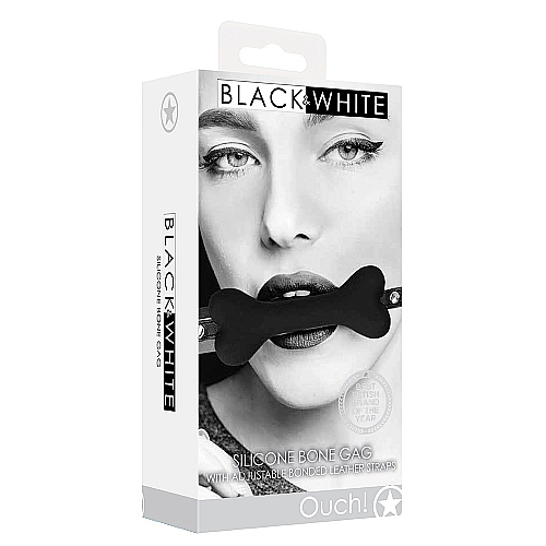 Silicone Bone Gag With Adjustable Bonded Leather Straps