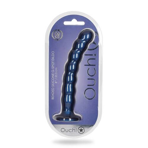 Ouch! Beaded G Spot Dildo 8" / 205cm Metallic ..