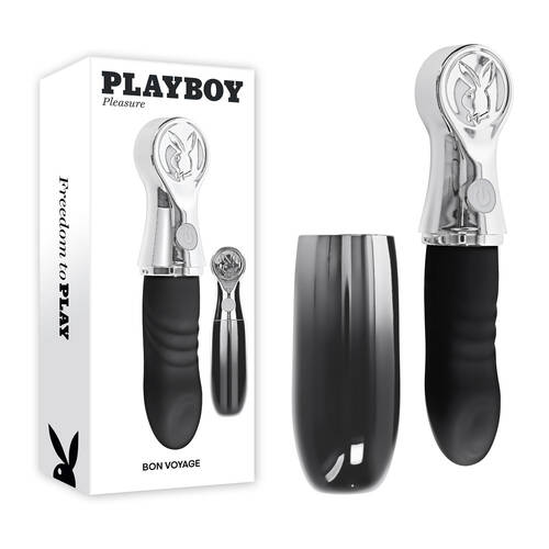 Playboy Pleasure BON VOYAGE Black/Chrome 18.7 cm USB-C Rechargeable Tapping Vibrator