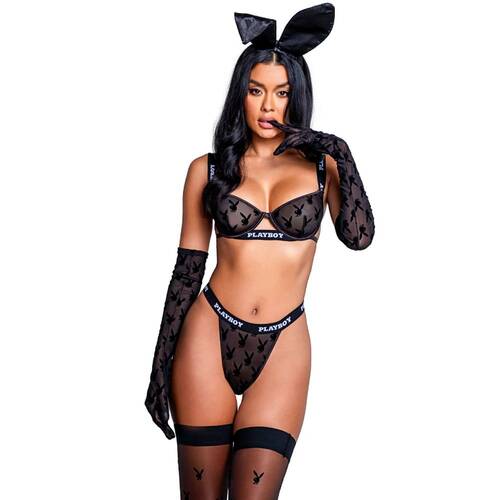 Playboy Noir Lingerie 2 Pc Set S