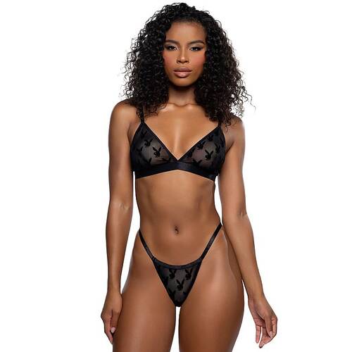 Playboy Burnout Bunny 2 Pc Black