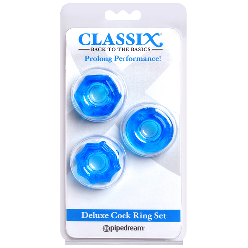 Classix Deluxe Cock Ring Set Blue