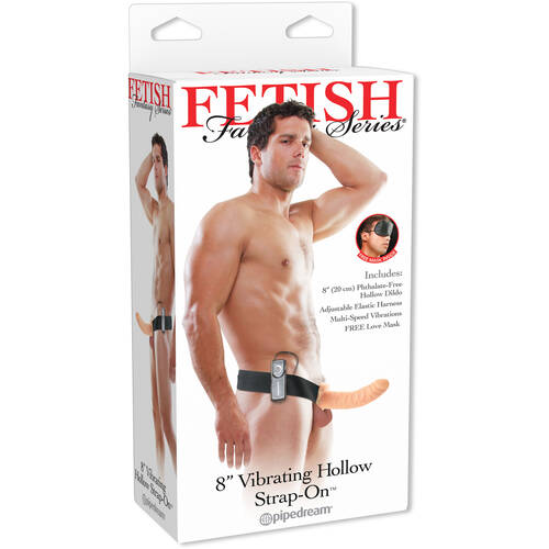 8" Vibrating Hollow Strap On