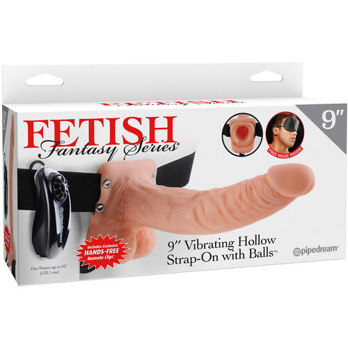 9" Vibrating Hollow Strap On + Balls