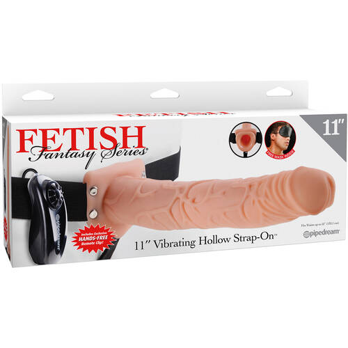 11" Vibrating Hollow Strap-On
