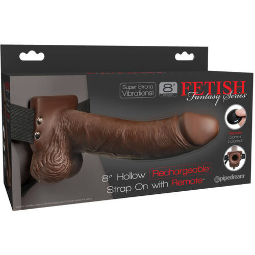 8" Hollow Vibrating Strap On