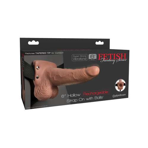6" Hollow Vibrating Strap On + Balls