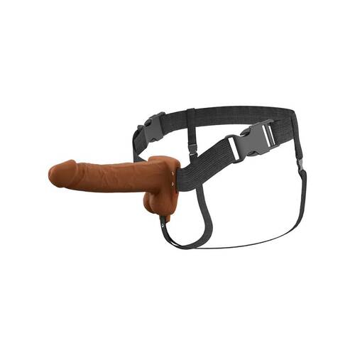 Fantasy X-Tensions Elite 7 in. Vibrating Hollow Silicone Strap-On Brown