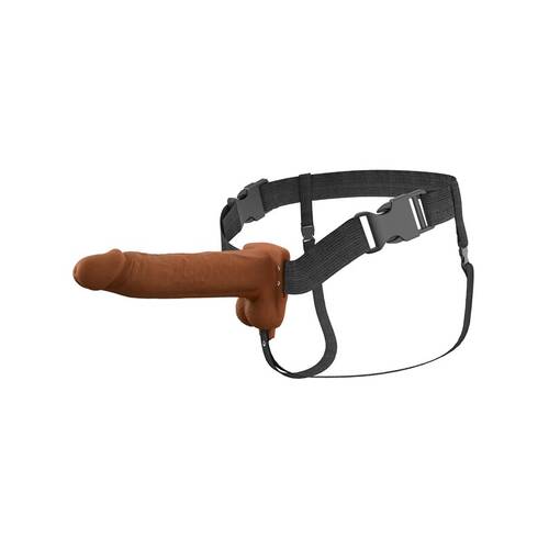 Fantasy X-Tensions Elite 8 in. Vibrating Hollow Silicone Strap-On Brown