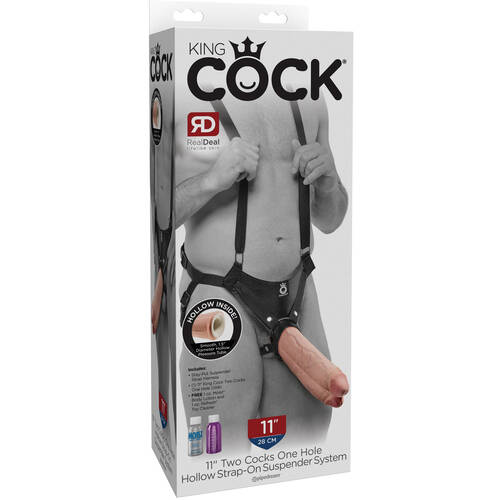 11"  Double Cock Hollow Strap-On