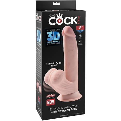 8" 3D Cock + Swinging Balls