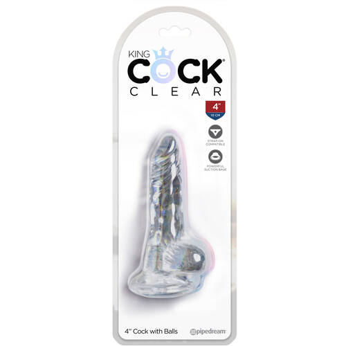 4" Cock + Balls Clear