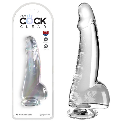 King Cock Clear 7.5'' Cock with Balls Clear 19 cm Dong