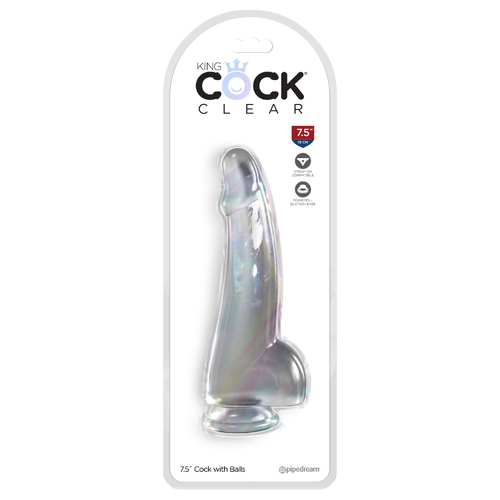 King Cock Clear 7.5'' Cock with Balls Clear 19 cm Dong