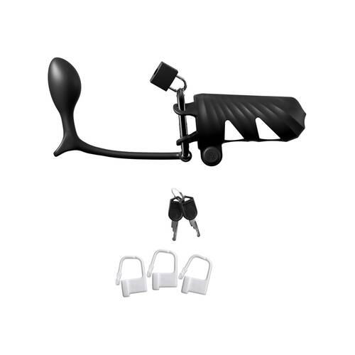 Fantasy C-Ringz Remote-Controlled Vibrating Cock Blocker with Ass-Gasm Plug Black