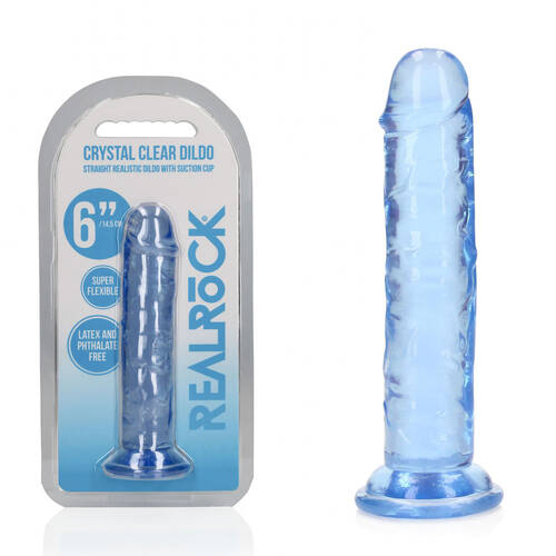 REALROCK 15.5 cm Straight Dildo - Blue Blue 15.5 cm (6'') Dong