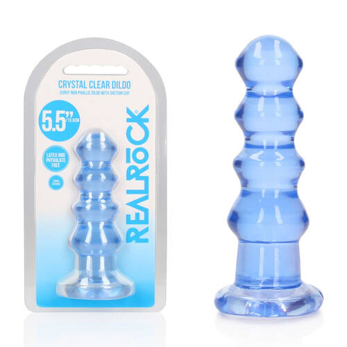 REALROCK 14 cm Curvy Anal Plug - Blue Blue 14 cm (4.5'') Butt Plug