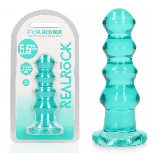 REALROCK 14 cm Curvy Anal Plug - Turquoise Turquoise 14 cm (4.5'') Butt Plug