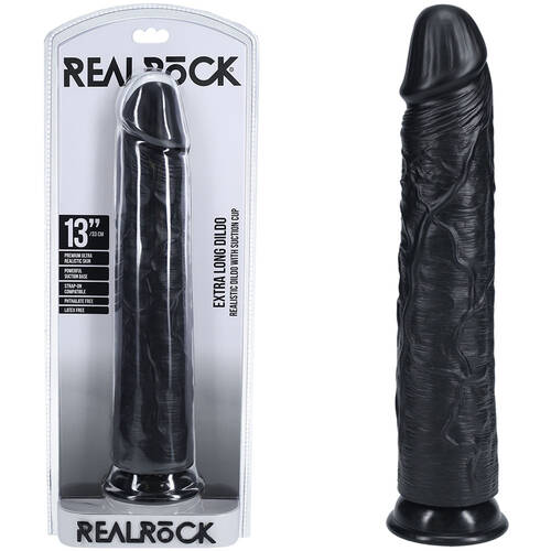 REALROCK 33cm Extra Long Dildo - Black Black 33 cm (13'') Extra Long Dong