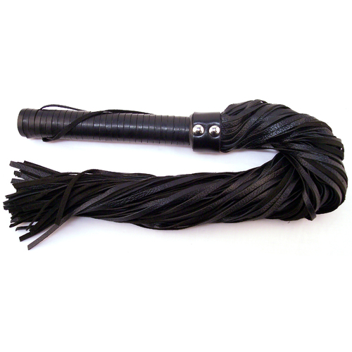 Black Leather Flogger with Leather Handle