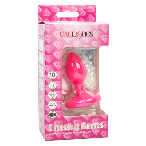 Cheeky Gems Medium Rechargeable Vibrating Probe- Pink