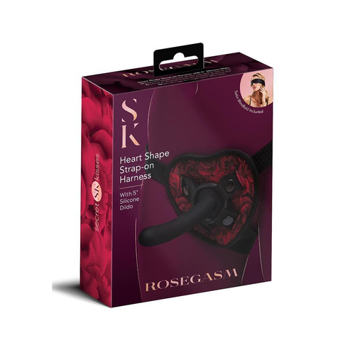 Secret Kisses Rosegasm Strap On Harness With Dildo / Heart Shaped Strap On With 5" Dildo