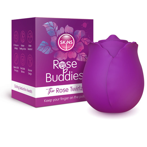 Skins Rose Buddies - The Rose Twirlz Purple USB Rechargeable Twirling Rose Stimulator