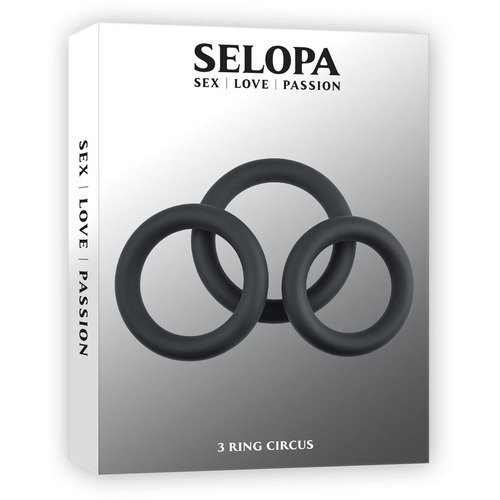 Selopa 3 RING CIRCUS Black Cock Rings - Set of 3 Sizes