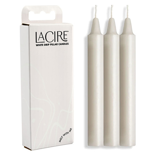 LaCire Drip Pillar Candles - White White Drip Candles - Set of 3