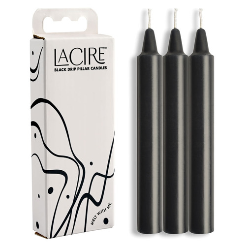 LaCire Drip Pillar Candles - Black Black Drip Candles - Set of 3