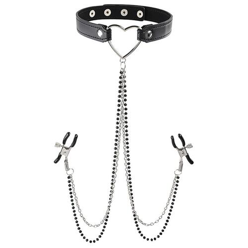 Sex And Mischief Amor Collar With Nipple Clamps