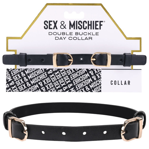 Sex & Mischief Double Buckle Day Collar Black Collar