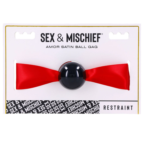 Sex & Mischief Amor Satin Ball Gag Red/Black Mouth Restraint