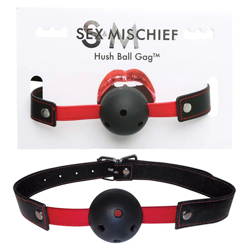 Sex & Mischief Hush Ball Gag Black/Red Mouth Restraint